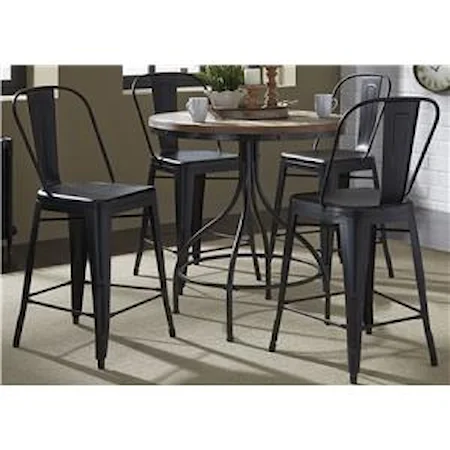 5-Piece Gathering Table and Bow Back Counter Chair Set